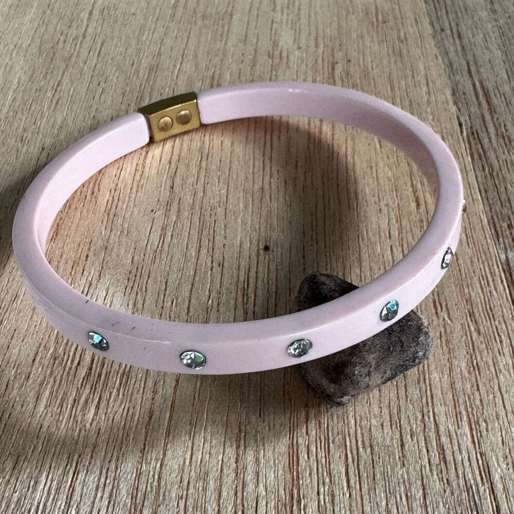 J. Crew Light Pink 2010s Rhinestone Bangle Bracelet 5”